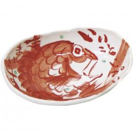 夕立窯　めでたい　どーんと楕円鉢(木箱入)　赤鯛の商品画像