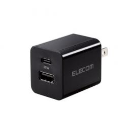 エレコム AC充電器 USB Type-C/PowerDelivery認証/最大出力20W/タイプC×1/USB A×1 ブラック MPA-ACCP36BKの商品画像