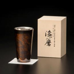 漆磨漆流し2重ストレートカップ　黒　ビャクダン　270ml　(本体・木箱への名入れ対応可能)の商品画像