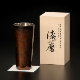 漆磨漆流し2重ピルスナーカップ黒ビャクダン　350ml　(本体・木箱への名入れ対応可能)の商品画像