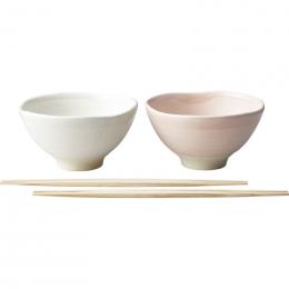 くすみ 茶碗　ホワイト/ピンクの商品画像