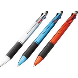 タッチペン付き4色ボールペン　3色アソート(シルバー・ブルー・オレンジの商品画像