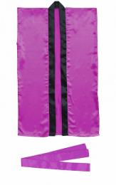 サテンロングハッピ紫L(ハチマキ付)　※個人宅配送不可の商品画像